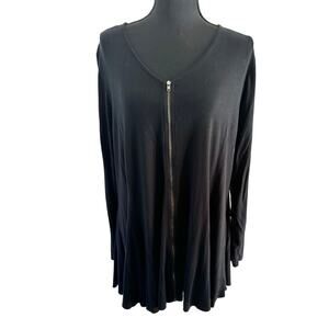 ComfyUSA Cardigan Womens Black Zip Front Swing Drape - XL